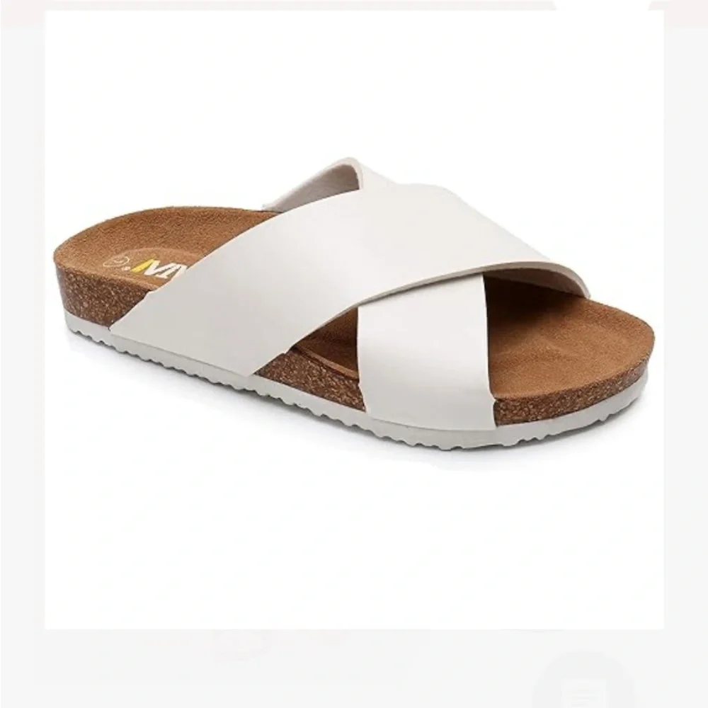 MÍA Women's White Crisscross Slide Sandal